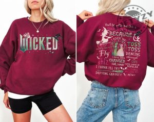 Wicked Movie 2Sided Shirt Defy Gravity Broomstick Magic Wand Sweatshirt Witch Pink And Green Tshirt Wizard Movie Fan Tee Wizard Hoodie giftyzy 6