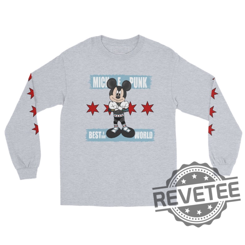 Disney Mickey Mouse Mick E Punk Tshirt Long Sleeve Shirt Hoodie Sweatshirt Cm Punk Wwe Aew Best In The World Wrestling Gifts For Fans Unique