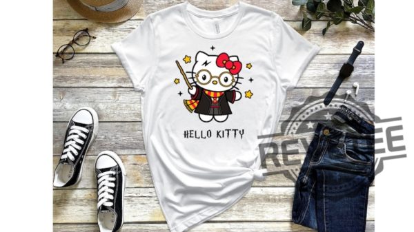 Adorable Harry Potter Hello Kitty Shirt Hoodie Sweatshirt Tshirt Kawaii Shirts Unisex Wizard Gifts For Fan Men Women Tee Gift Daughter Son Unique revetee 1