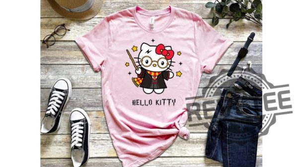 Adorable Harry Potter Hello Kitty Shirt Hoodie Sweatshirt Tshirt Kawaii Shirts Unisex Wizard Gifts For Fan Men Women Tee Gift Daughter Son Unique revetee 3