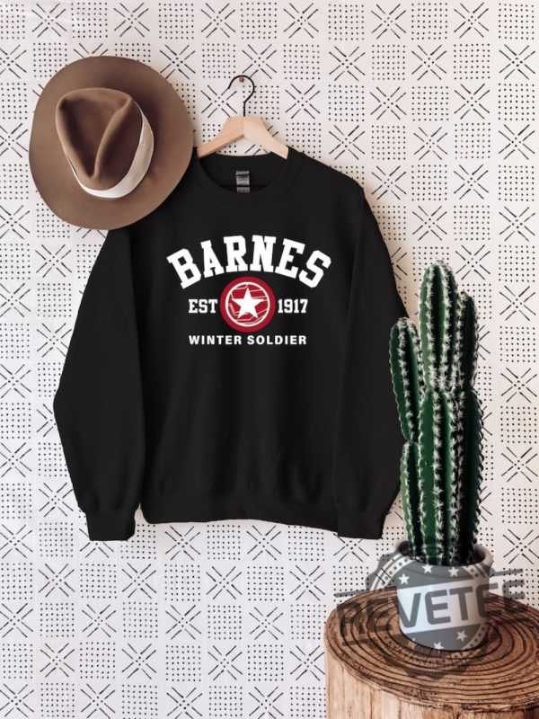 Bucky Barnes Sweatshirt Barnes Est 1917 Shirt The Winter Soldier Shirt Sebastian Stan Marvels Shirt Mcu Superhero Avengers Fan Gifts revetee 1