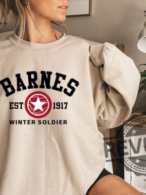 Bucky Barnes Sweatshirt Barnes Est 1917 Shirt The Winter Soldier Shirt Sebastian Stan Marvels Shirt Mcu Superhero Avengers Fan Gifts revetee 2