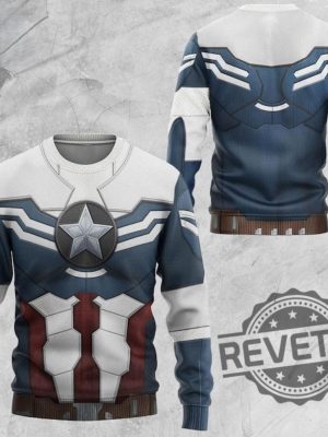 Sam Wilson Captain America 3D Full Over Print Hoodie T Shirt Sweatshirt Captain American Falcon Shirts The Falcon And The Winter Soldier Unique revetee 3