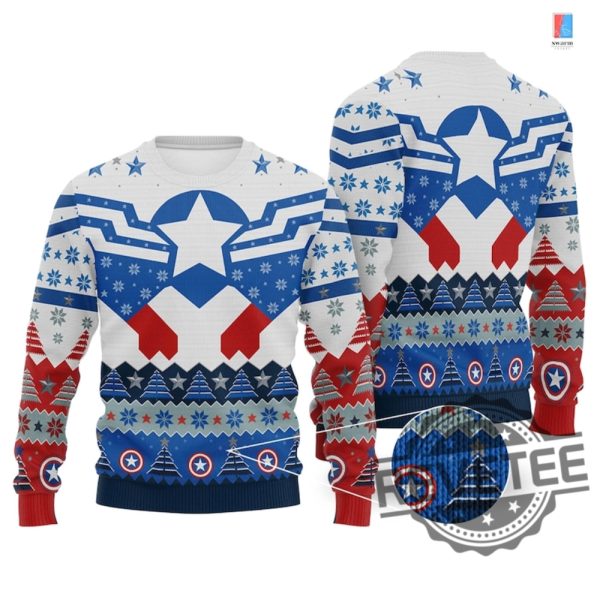 Sam Wilson Captain America Christmas Ugly Sweater Sweatshirt Avengers Christmas Shirts Superhero Gifts Gift For Fan Men Women Unique revetee 1