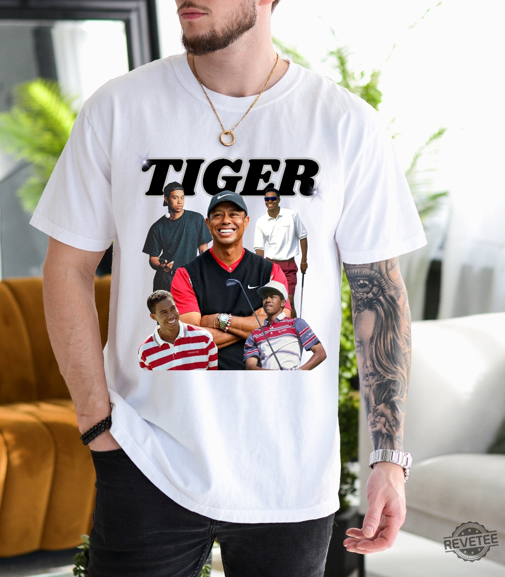 Tiger Woods Vintage T Shirt Hoodie Sweatshirt Retro Gifts For Fan American Golfer Tee Gift For Men Women Shirts Tshirt Birthday Unique Revetee