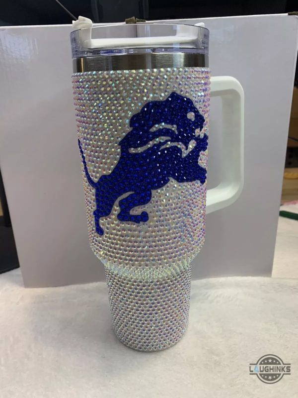 detroit lions bedazzled rhinestone diamond logo tumbler 40oz