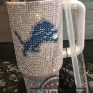 detroit lions bedazzled rhinestone diamond logo tumbler 40oz