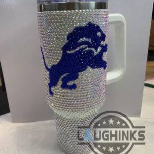 detroit lions bedazzled rhinestone diamond logo tumbler 40oz