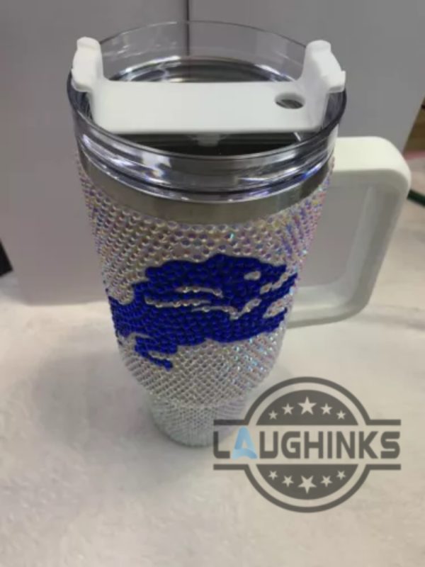 detroit lions bedazzled rhinestone diamond logo tumbler 40oz