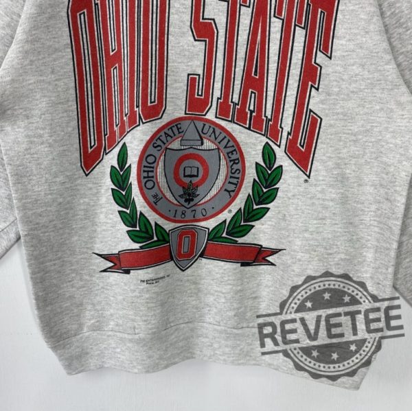 Vintage 90S Ohio State University Sweatshirt Hoodie T Shirt Retro Crewneck Sweater Pullover Ohio State Buckeyes Logo Gifts For Fan Unique revetee 1