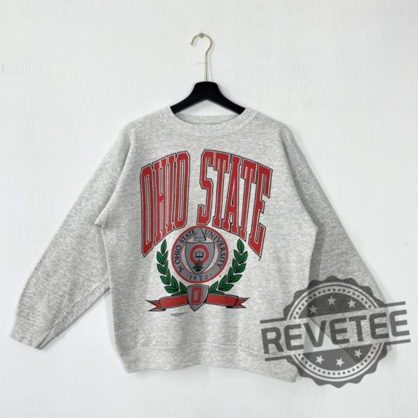 Vintage 90S Ohio State University Sweatshirt Hoodie T Shirt Retro Crewneck Sweater Pullover Ohio State Buckeyes Logo Gifts For Fan Unique revetee 4