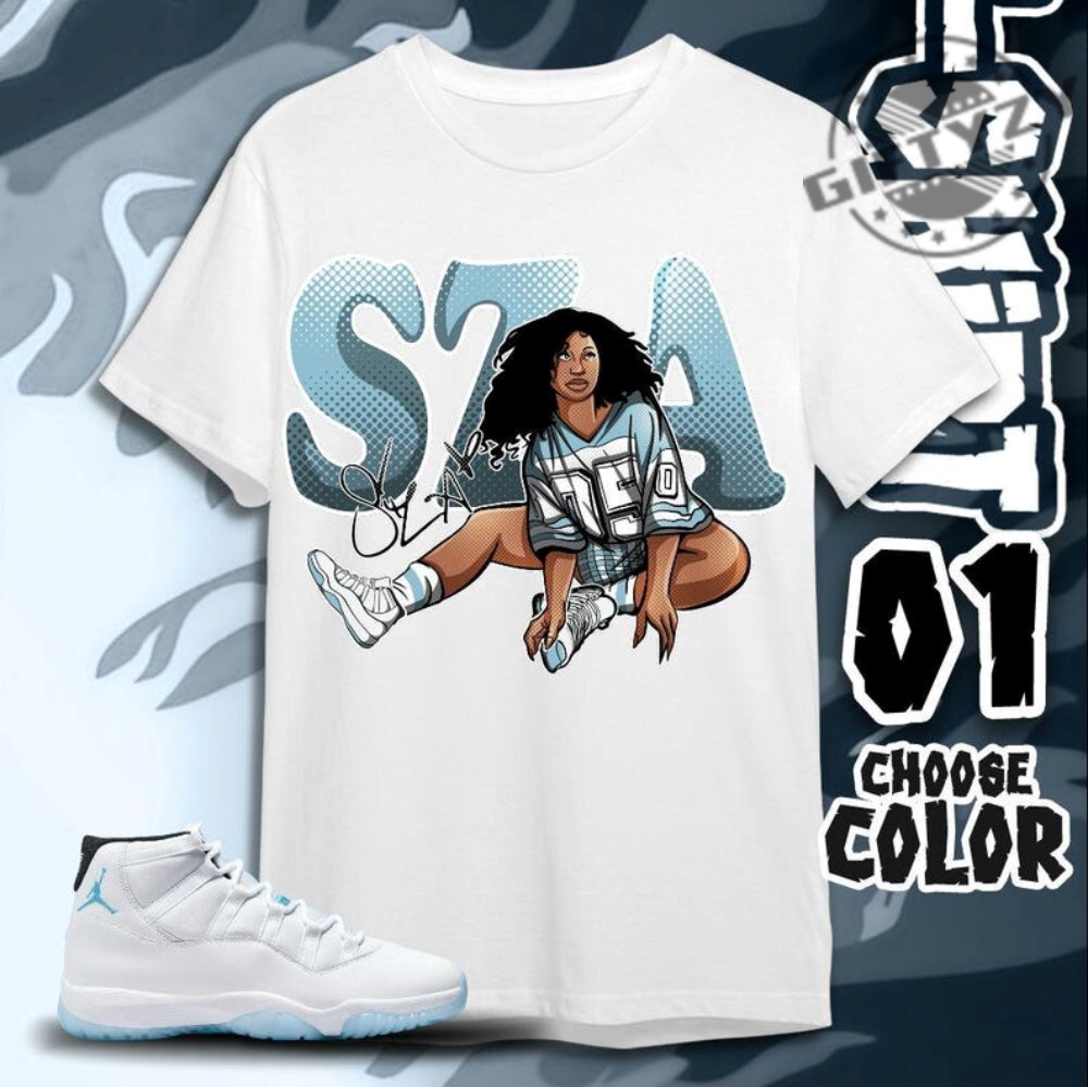 Aj 11 Legend Blue Unisex Tshirt Sweatshirt Hoodie Sza Signature Tees Shirt In Light Blue To Match Sneaker