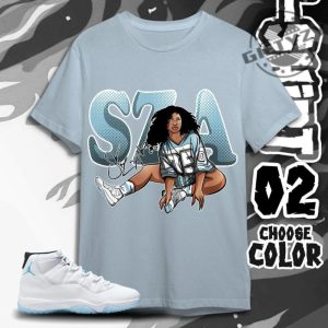 Aj 11 Legend Blue Unisex Tshirt Sweatshirt Hoodie Sza Signature Tees Shirt In Light Blue To Match Sneaker giftyzy 3