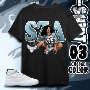 Aj 11 Legend Blue Unisex Tshirt Sweatshirt Hoodie Sza Signature Tees Shirt In Light Blue To Match Sneaker giftyzy 4