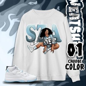 Aj 11 Legend Blue Unisex Tshirt Sweatshirt Hoodie Sza Signature Tees Shirt In Light Blue To Match Sneaker giftyzy 5