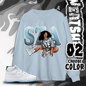 Aj 11 Legend Blue Unisex Tshirt Sweatshirt Hoodie Sza Signature Tees Shirt In Light Blue To Match Sneaker giftyzy 6