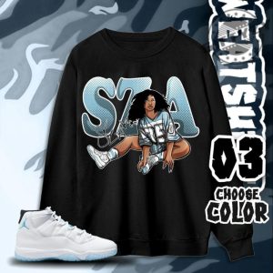 Aj 11 Legend Blue Unisex Tshirt Sweatshirt Hoodie Sza Signature Tees Shirt In Light Blue To Match Sneaker giftyzy 7