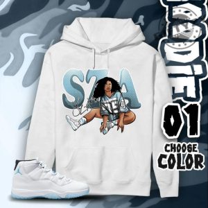 Aj 11 Legend Blue Unisex Tshirt Sweatshirt Hoodie Sza Signature Tees Shirt In Light Blue To Match Sneaker giftyzy 8