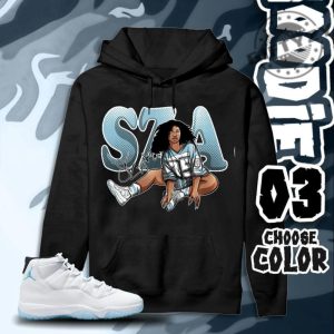 Aj 11 Legend Blue Unisex Tshirt Sweatshirt Hoodie Sza Signature Tees Shirt In Light Blue To Match Sneaker giftyzy 9