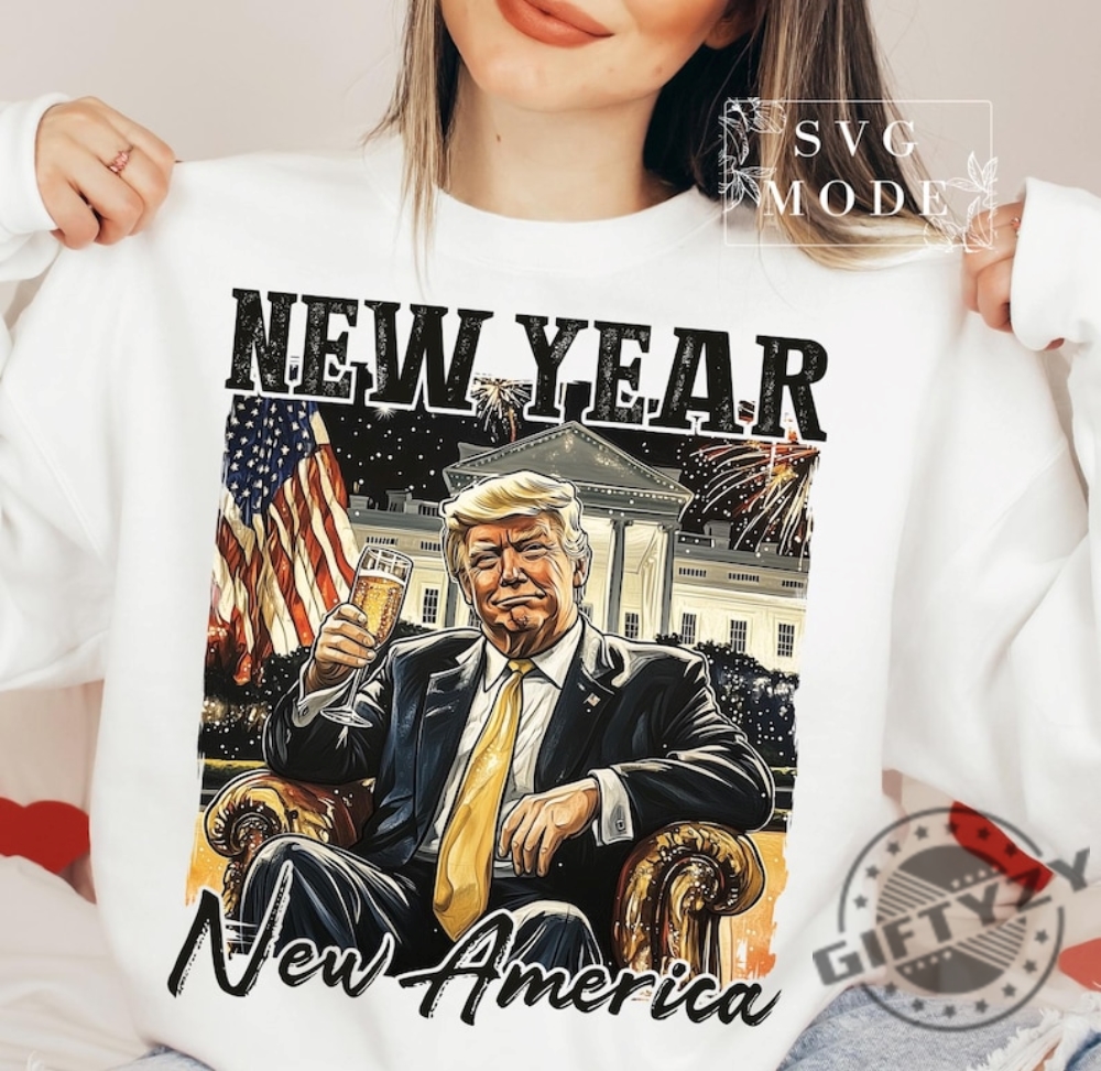 New Year Trump 2025 Shirt New Year New America Hoodie Trump Happy New Year Tshirt Trump Dance Christmas Sweatshirt Funny Christmas Trump Gift giftyzy 1