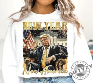 New Year Trump 2025 Shirt New Year New America Hoodie Trump Happy New Year Tshirt Trump Dance Christmas Sweatshirt Funny Christmas Trump Gift giftyzy 2