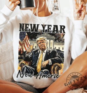 New Year Trump 2025 Shirt New Year New America Hoodie Trump Happy New Year Tshirt Trump Dance Christmas Sweatshirt Funny Christmas Trump Gift giftyzy 5