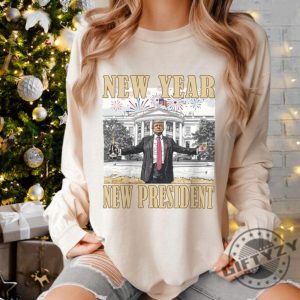 New Year New President Tshirt Happy New Year 2025 Sweatshirt Daddys Home Trump Hoodie giftyzy 3