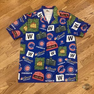 chicago cubs wrigley field hawaiian shirt stadium giveaway blue replica