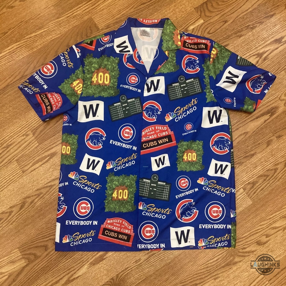 Chicago Cubs Wrigley Field Hawaiian Shirt Stadium Giveaway Blue Replica