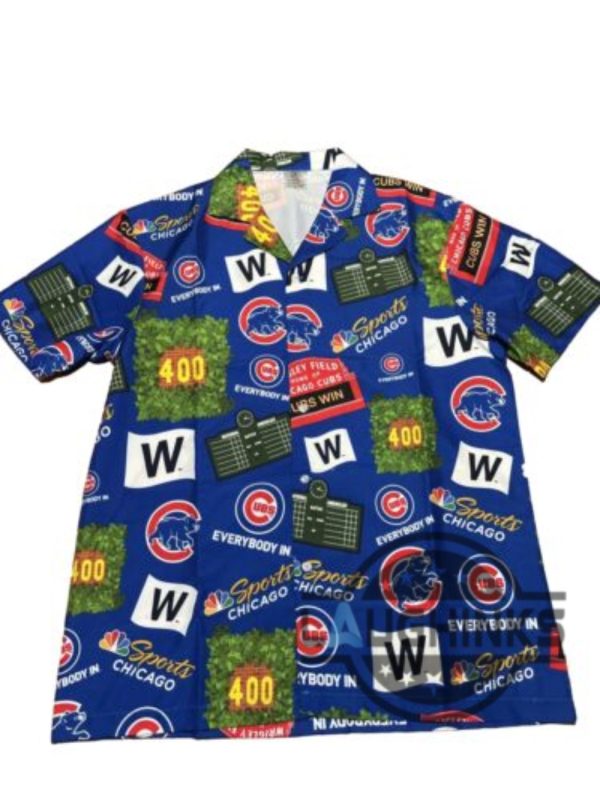 chicago cubs wrigley field hawaiian shirt stadium giveaway blue replica