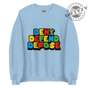 Deny Defend Depose Bold Statement Tee Colorful Protest Sweater Mario Font Hoodie Activist Graphic Sweater For Unisex Casual Wear giftyzy 7