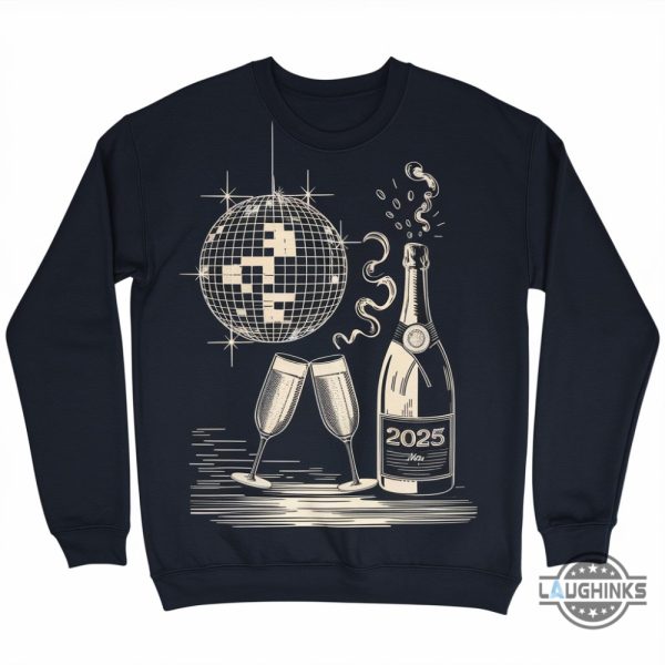 happy new year 2025 disco ball and coquette bow shirt