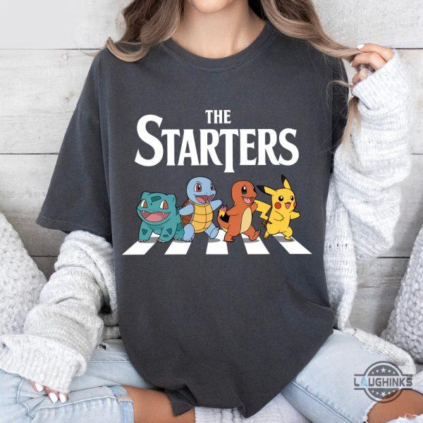 the starters pokemon shirt pikachu bulbasaur charmander squirtle