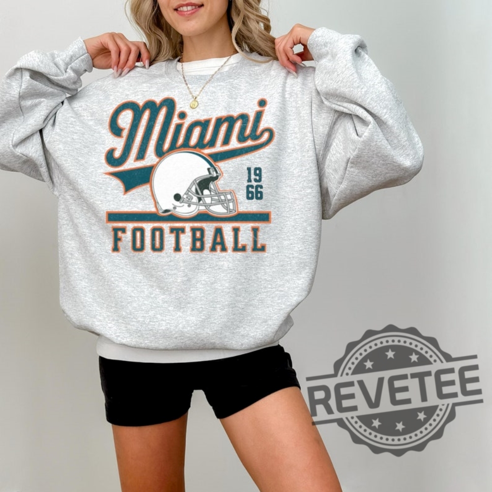 Miami Dolphins Vintage Sweatshirt Hoodie Tshirt Tee Shirts Gifts For Fan Mens Womens Croquette Bow Miami Football Crewneck Pullover Hoodies revetee 1