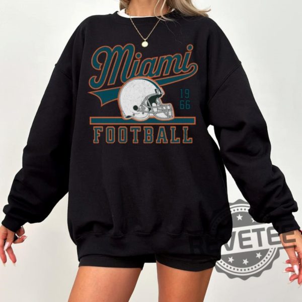 Miami Dolphins Vintage Sweatshirt Hoodie Tshirt Tee Shirts Gifts For Fan Mens Womens Croquette Bow Miami Football Crewneck Pullover Hoodies revetee 1 4