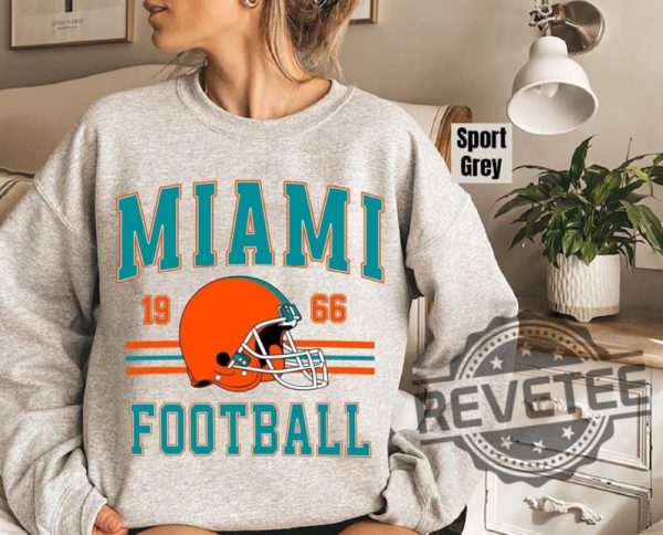 Vintage Miami Dolphins Football Sweatshirt Tshirt Hoodie Retro Tee Shirts Gifts For Mens Womens Trendy Retro Mascot Football Season Birthday Sweater revetee 1