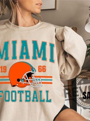 Vintage Miami Dolphins Football Sweatshirt Tshirt Hoodie Retro Tee Shirts Gifts For Mens Womens Trendy Retro Mascot Football Season Birthday Sweater revetee 1 3