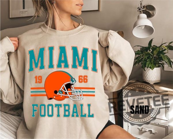 Vintage Miami Dolphins Football Sweatshirt Tshirt Hoodie Retro Tee Shirts Gifts For Mens Womens Trendy Retro Mascot Football Season Birthday Sweater revetee 1 3