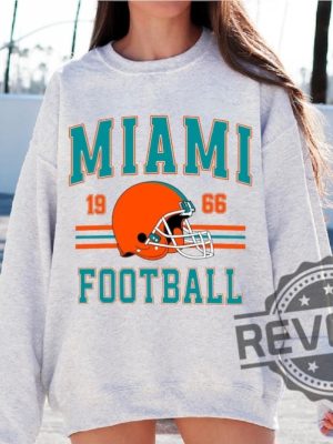 Vintage Miami Dolphins Football Sweatshirt Tshirt Hoodie Retro Tee Shirts Gifts For Mens Womens Trendy Retro Mascot Football Season Birthday Sweater revetee 1 4