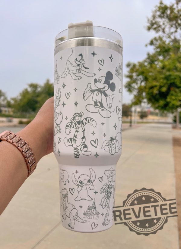 Bw Magic Park Mickey Mouse Stitch Tigers 40 Oz Tumbler Stanley Cup Travel Mug Gifts For Daughter Son Mens Womens Unique revetee 1