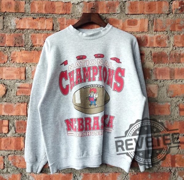 Vintage 90S Nebraska Cornhuskers University National Champions Football Sweatshirt Hoodie Tshirt Tee Gift For Fan Mens Womens Sweater Unique revetee 1