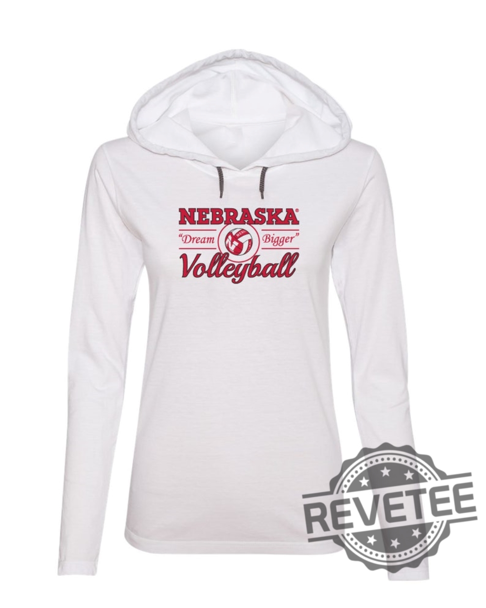 Womens Nebraska Cornhuskers Volleyball Dream Bigger Long Sleeve Hooded Tshirt Hoodie Apparel Boutique Husker Volleyball Tee Gift For Fan Unique