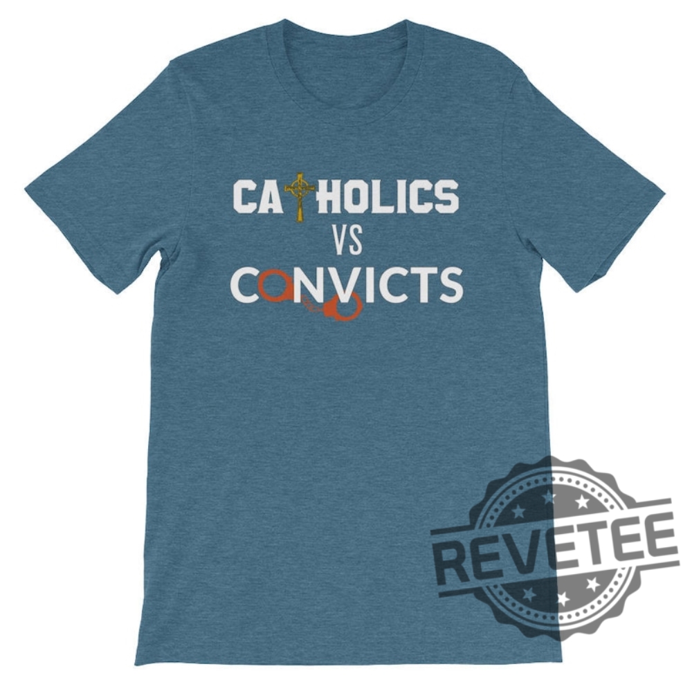 Catholics Vs Convicts Miami Hurricanes Vs Notre Dame Irish Tshirt Hoodie Sweatshirt Tee Gifts For Fan College Football Fans Rivalry Shirts Unique