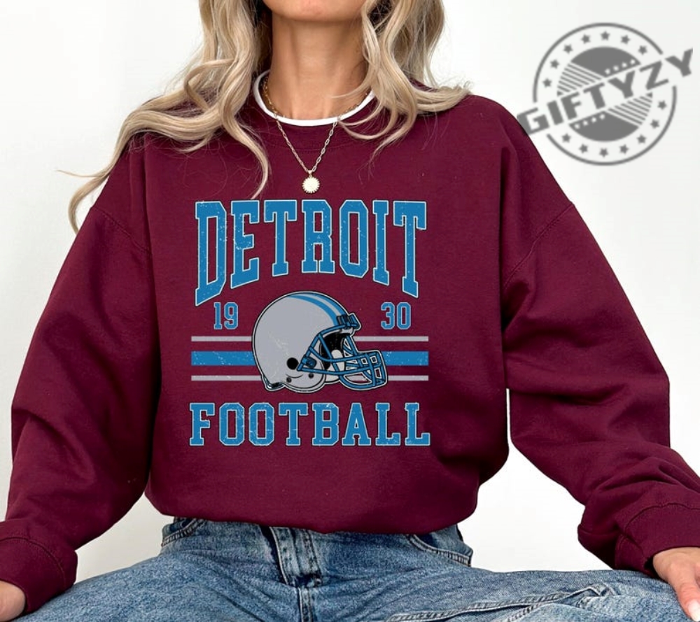 Detroit Football Shirt Vintage Detroit Lions Hoodie Detroit Game Day Apparel Trendy Detroit Football Fan Gift Lions Football Tshirt