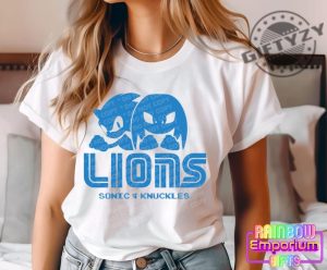 Sonic Knuckles Lions Tshirt Detroit Fan Sweatshirt Custom Sports Apparel giftyzy 3