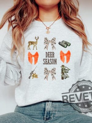 Girly Deer Season Hunting Sweatshirt Hoodie Tshirt Tee Gift For Lover Camouflage Bows Shirts Womens Hunting Sweatshirts Deer Lease Shirts revetee 1 2