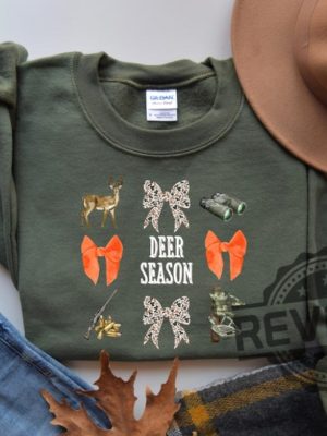 Girly Deer Season Hunting Sweatshirt Hoodie Tshirt Tee Gift For Lover Camouflage Bows Shirts Womens Hunting Sweatshirts Deer Lease Shirts revetee 1 3