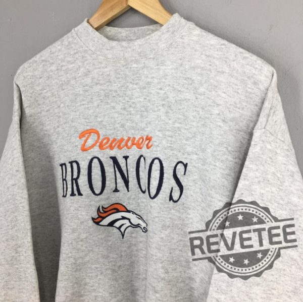 Vintage Denver Broncos Football Nfl Embroidery Sweatshirt Tshirt Hoodie Crewneck Denver Broncos Super Bowl Sweater Embroidered Unique revetee 1 2