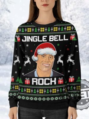 Christmas Dwayne Johnson Ugly Sweater Jingle Bell Christmas Sweatshirt Rock Christmas Shirts Family Kid Adult Sweaters Gift For Fan Unique revetee 1 1