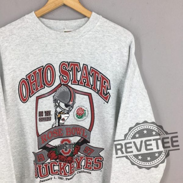 Vintage 90S Ohio State Buckeyes Rose Bowl Sweatshirt Hoodie Tshirt University Jumper Ohio Buckeyes Football Pullover Sweater Hoodies Unique revetee 1 1